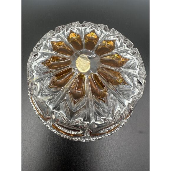 Amber Crystal Dish Echt Bleikristall Gepresst Rare Find Lead - Picture 7 of 8
